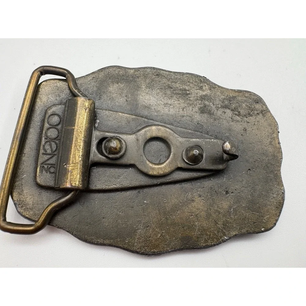 Vintage Nocona "ED" Nameplate Belt Buckle Western Style Floral Brass Finish - Picture 4 of 5